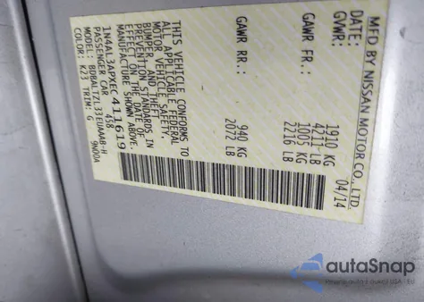 2014 Nissan Altima 2.5 Sv из США, поврежденный, VIN 1N4AL3APXEC411619